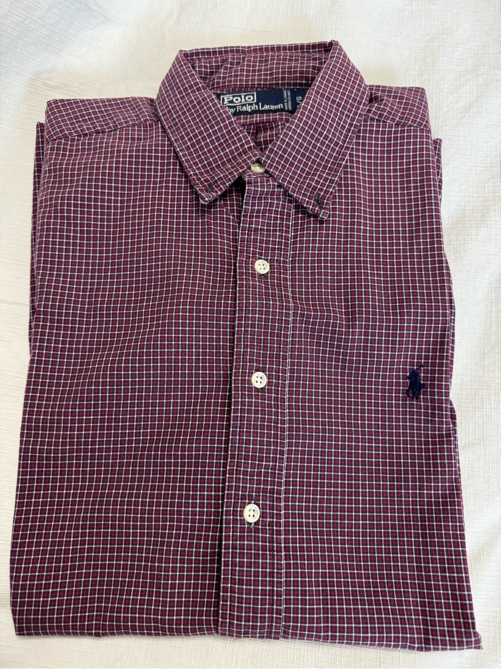 Ralph Lauren Mens Micro-Check Short Sleeve Button-Down Shirt size Large